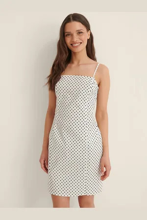NA-KD Women White & Black Polka Dots Printed Sheath Dress