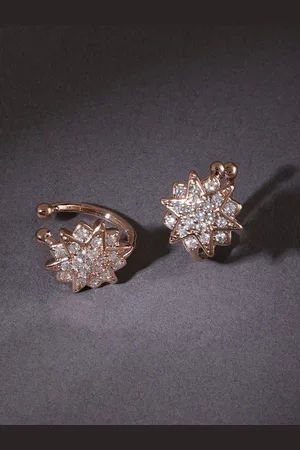 Ami Rose Gold-Plated Contemporary Ear Cuff Earrings
