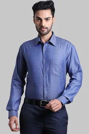 Park Avenue Men Blue Checked Formal Shirt
