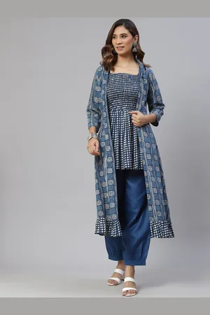 Kalini Women Floral Printed Pleated Top with Trousers