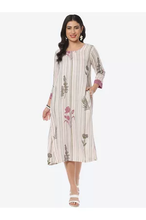 Biba Striped A-Line Midi Dress