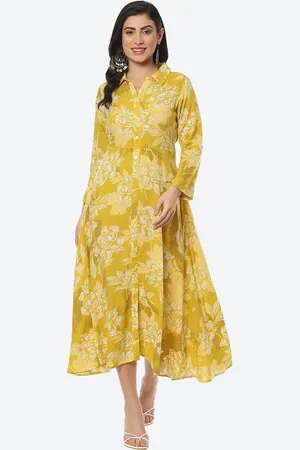Biba Floral Printed A-Line Midi Dress