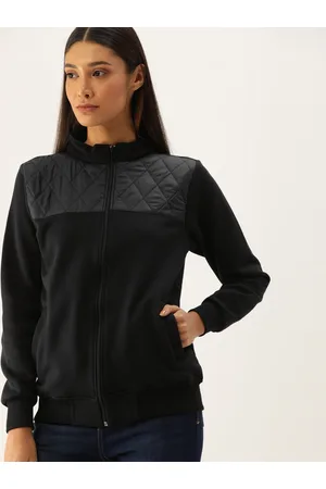 Campus Women Black Solid Windcheater Bomber Jacket