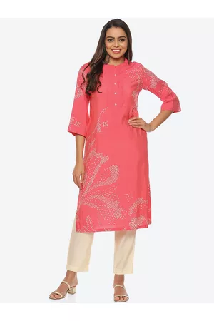 Biba Women Bandhani Printed Kurta with Trousers