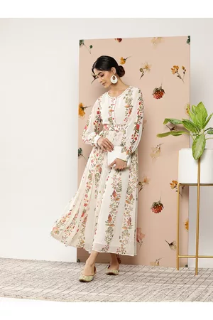Juniper Women Off White Chiffon Printed Dress