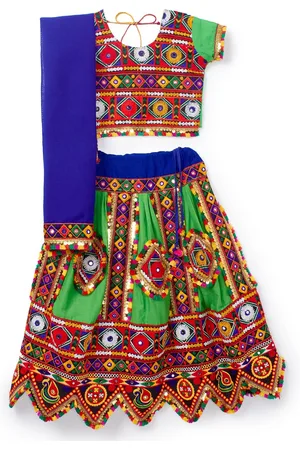 Banjara Girls Embroidered Thread Work Ready to Wear Lehenga & Blouse With Dupatta