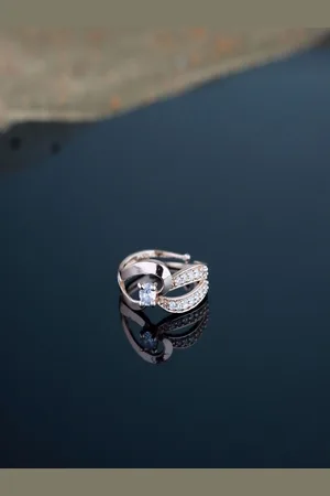 I Jewels Rose Gold-Plated CZ-Studded Finger Ring