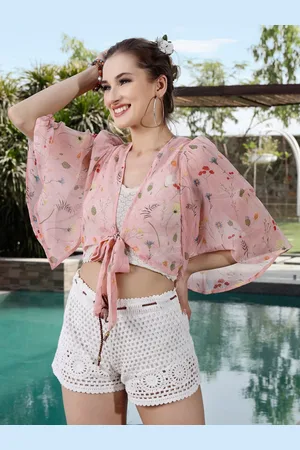 Sera Women Floral Printed Crop Tie-Up Shrug