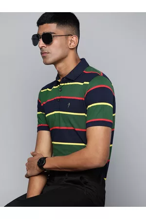 Indian Terrain Men Striped Polo Collar T-shirt