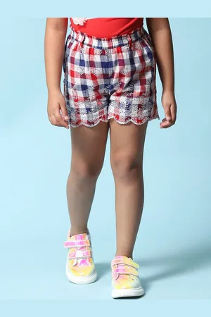 Biba Girls Red Checked Cotton Shorts