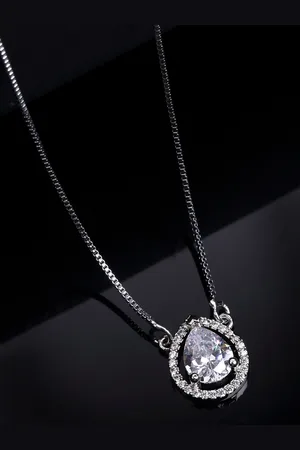PANASH Women Silver-Plated & CZ-Studded Pendant With Chain