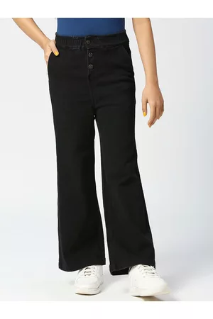 Justice Girls Black Flared Light Fade Jeans