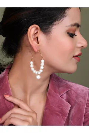 Silvermerc Designs Gold-Plated Pearls Circular Hoop Earrings
