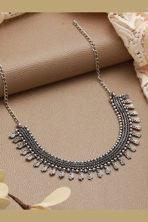 Jazz and Sizzle German Silver Silver-Plated Oxidised Necklace