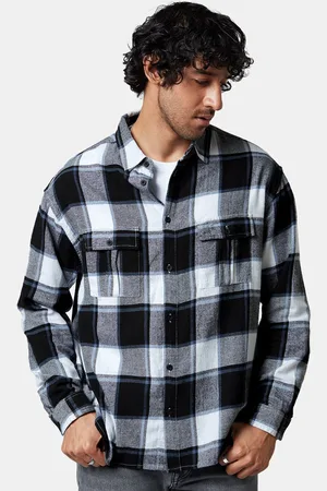The Souled Store Men Tartan Checked Pure Cotton Oversized Casual Shirt