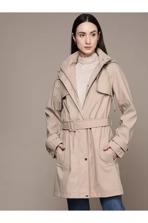 Label Ritu Kumar Women Hooded Parka Coat With Belt