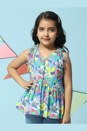 Biba Girls Abstract Print Cotton Peplum Top