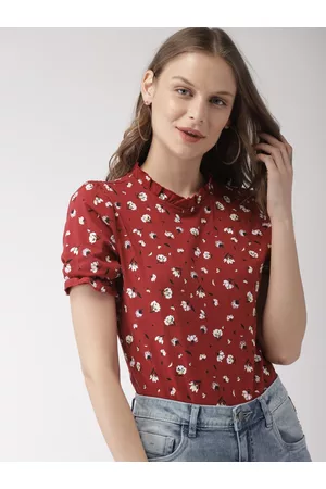Mast & Harbour Women Maroon Printed Top