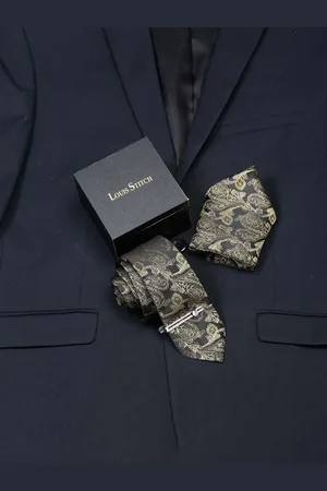 LOUIS STITCH Men Italian Silk Necktie Accessory Gift Set