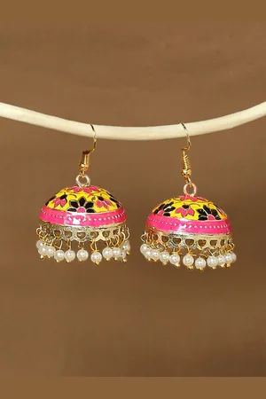 OOMPH Women Gold-Plated Dome Shaped Jhumkas Earrings