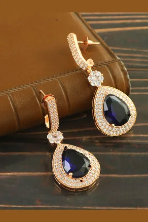 Jewar Mandi Rose Gold-Plated Contemporary Drop Earrings