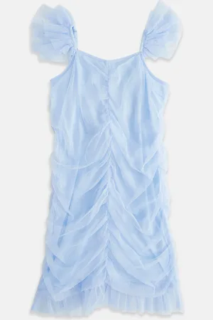 Pantaloons Girls Ruched Gathered Flutter Sleeves Sheath Dress