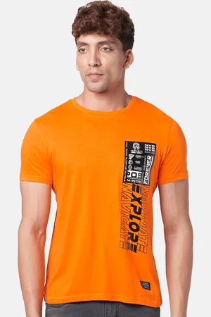 PEOPLE Men Typography Slim Fit Pure Cotton T-shirt