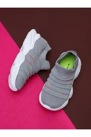 Lifestyle Boys Grey Woven Design Slip-On Sneakers