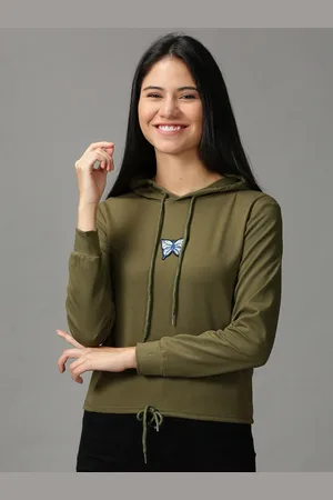 SHOWOFF Women Applique Detailed Hooded Pullover Sweatshirt