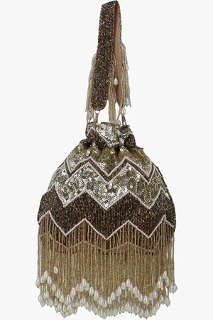 Anekaant Women Gold-Toned & Copper-Toned Embellished Tasselled Potli Clutch