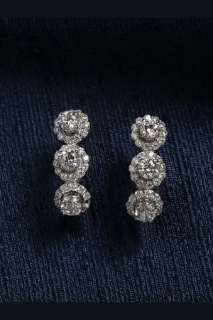 CLARA Rhodium-Plated Contemporary Drop Earrings