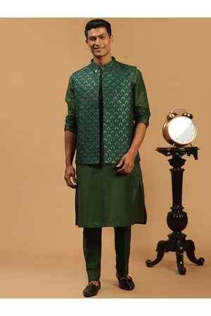 Vastramay Men Sequinned Kurta with Trouser with Nehru Jacket