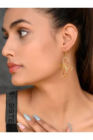 Silvermerc Designs Gold-Plated Contemporary Drop Earrings