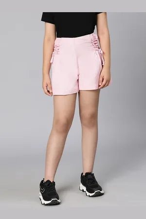 Oxolloxo Girls Pink Striped High-Rise Outdoor Shorts