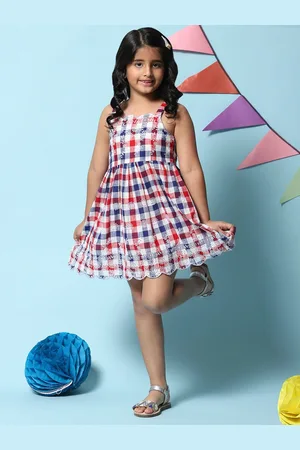 Biba Girls Checked Schiffli Fit and Flare Dress