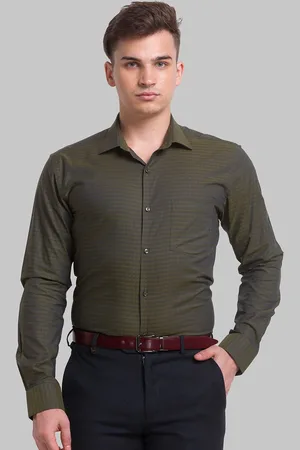 Park Avenue Men Green Slim Fit Cotton Casual Shirt