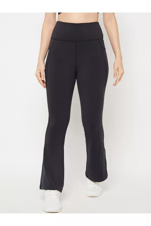 ATHLISIS Women Black Solid Flared Track Pants