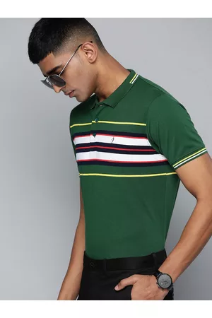 Indian Terrain Men Striped Polo Collar T-shirt