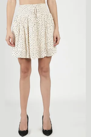 DEBONATELLA Women Polka Dot Printed Flared Pure Cotton Mini Skirt