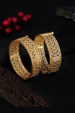 Adwitiya Collection Set Of 2 Gold-Plated Bangles