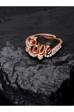 Ami Women Rose Gold-Plated Cubic Zirconia Finger Ring