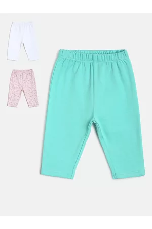 MINI KLUB Infant Girls Pack Of 3 Pure Cotton Ankle-Length Leggings