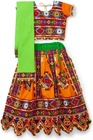 Banjara Girls Embroidered Thread Work Ready to Wear Lehenga & Blouse With Dupatta