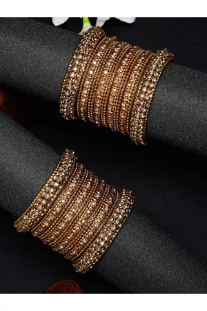 YouBella Set Of 12 Gold-Plated & Stone-Studded Bangles