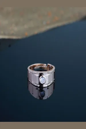 I Jewels Rose Gold-Plated CZ-Studded Adjustable Finger Ring