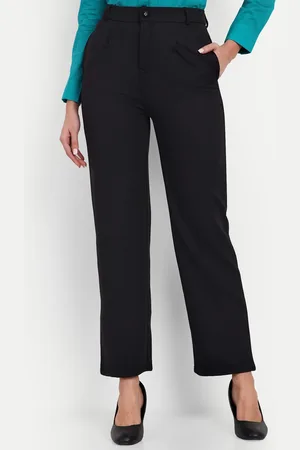 Broadstar Women Tailored Straight Fit High-Rise Formal Trousers