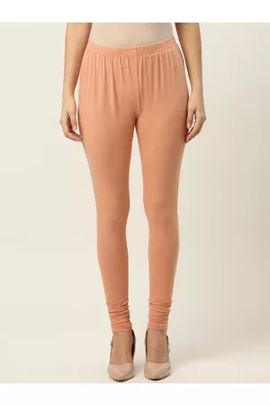 HASRI Women Coral Solid Churidhar Length Leggings