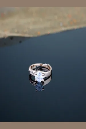 I Jewels Rose Gold-Plated & CZ-Studded Finger Ring