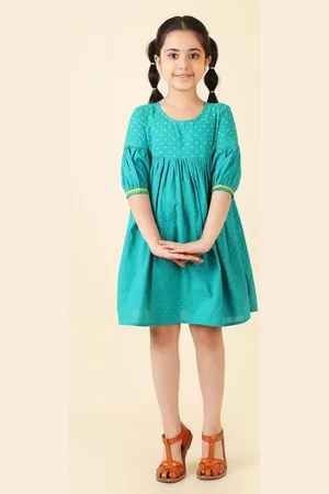 Fabindia Girls Printed Fit & Flare Cotton Dress