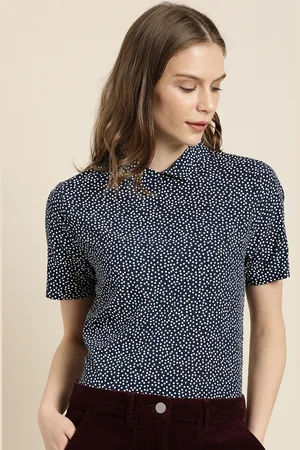 Invictus Women Navy Blue Printed Top